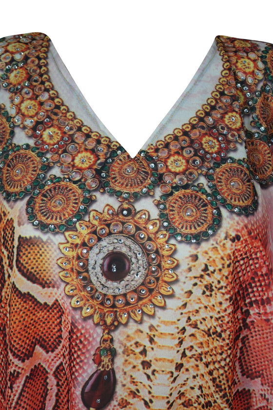 Women's Pink Kimono Caftan with Digital Print – Soft Maternity Nightdress & Loungewear , Size