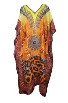  Kaftan Maxi Dress Bohemian Dresses, Orange Green 3XL