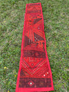 Banjara Table Runner Boho Sari Tapestry Ethnic Red Patchwork