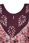 Caftan Maxi Dress, Cotton Kaftan Dress, Maroon Batik Housedresses L-3XL