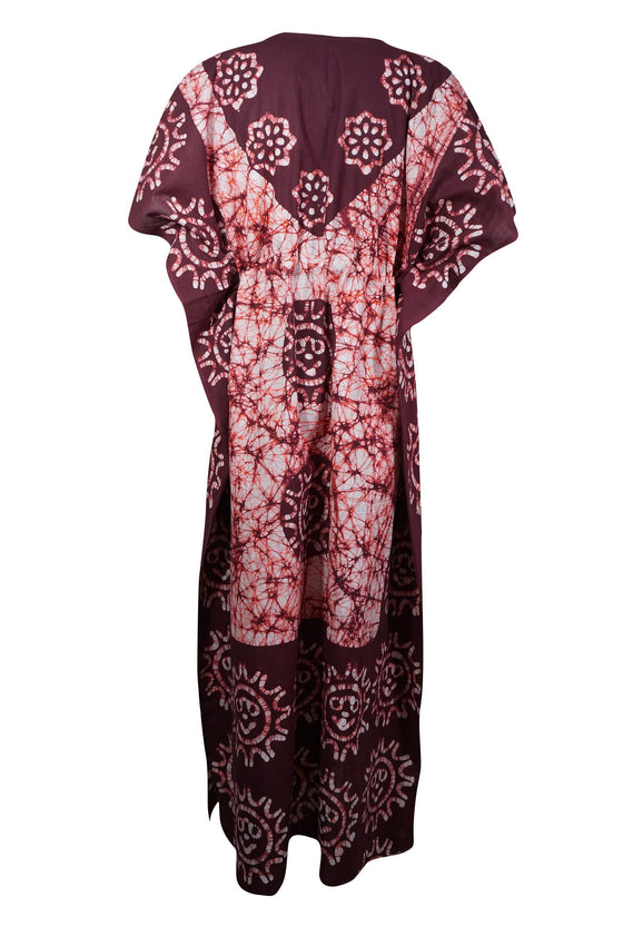 Kaftan Maxi Dress Beach Kaftan, Maroon L-3XL