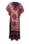 Kaftan Maxi Dress, Maroon Maternity House dresses, Cotton 3XL