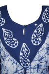 Kaftan Maxi Dress, Dark Blue Tie Dye Printed Size