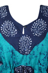 Caftan Maxi Dresses, Boho Kaftan Dress, Turquoise Batik Housedress L-3XL