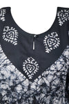Kaftan for Women Maxi Dress Gift For Mom, Black White Batik Housedress 4XL
