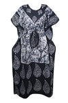 Kaftan for Women Maxi Dress Gift For Mom, Black White Batik Housedress 4XL