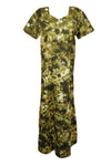 Maxi Dresses, Boho Cotton Night Dress, Green Tiedye L