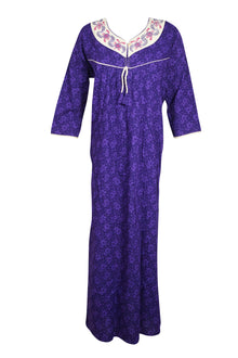  Maxi Dress, Kaftan, Purple Nightgown, Housedress, Long Sleeves L/XL