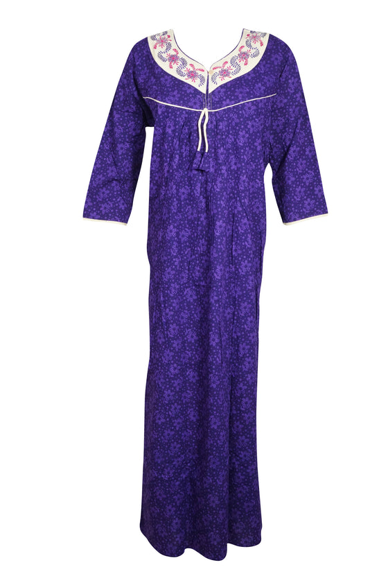Maxi Dress, Kaftan, Purple Nightgown, Housedress, Long Sleeves L/XL