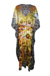 Yellow Caftan Beach Maxi Dress, Bohemian Kaftan Sheer Georgette Cruise Dresses 3XL