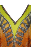Kaftan Maxi Dress Bohemian Dresses, Orange Green 3XL