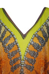 Kaftan Maxi Dress, MATERNITY Bohemian Dresses, Orange Green 3XL