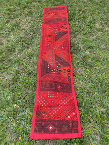  Banjara Table Runner Boho Sari Tapestry Ethnic Red Patchwork