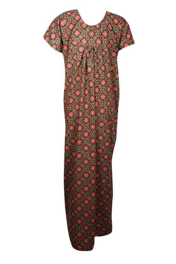 Maxi Dress, Caftan, Black Pink Floral Nightgown, Maternity size