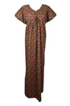 Maxi Dress, Caftan, Black Pink Floral Nightgown, Maternity size