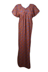 Red Blue Maxi Dress, Printed Kaftan, Boho Caftan, XL