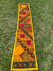  Banjara Yellow Patchwork Hand Embroidered Table Runner Wall Decor