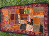 Vintage SARI TAPESTRY, Orange Maroon Hand Embroidered Beaded Patchwork