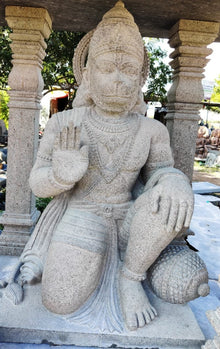  PRE ORDER-Natural Stone Hanuman Kneeling Garden Statue Handcarved Granite