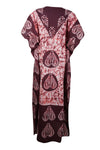 Caftan Maxi Dress, Cotton Kaftan Dress, Maroon Batik Housedresses L-3XL