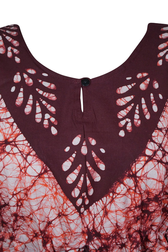 Kaftan Maxi Dress Summer Batik Maroon Caftan Kaftan Lounger L-3XL