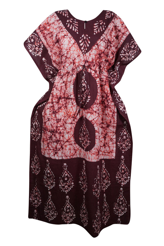 Kaftan Maxi Dress Summer Batik Maroon Caftan Kaftan Lounger L-3XL