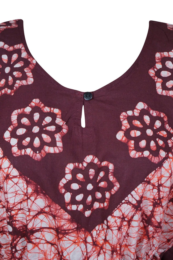 Kaftan Maxi Dress Beach Kaftan, Maroon L-3XL