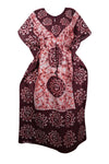 Kaftan Maxi Dress Beach Kaftan, Maroon L-3XL