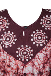 Kaftan Maxi Dress Summer Maroon Batik Floral Kaftan3X