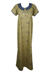 Maxi Dress, Caftan, Yellow Blue Floral Nightgown, Maternity L