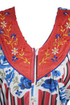 Caftan Maxi Dress, Caftan, Boho Blue White Floral M
