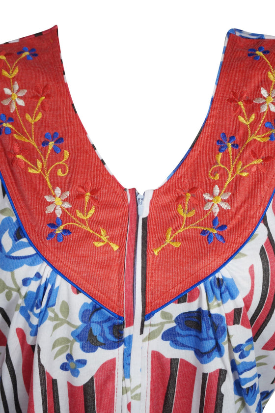 Caftan Maxi Dress, Caftan, Boho Blue White Floral M