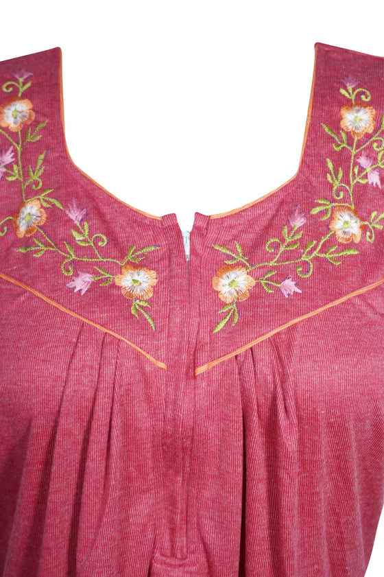 Nightgown Kaftan, Pink Nightdress, Maxi Caftan Casual Nightwear, M