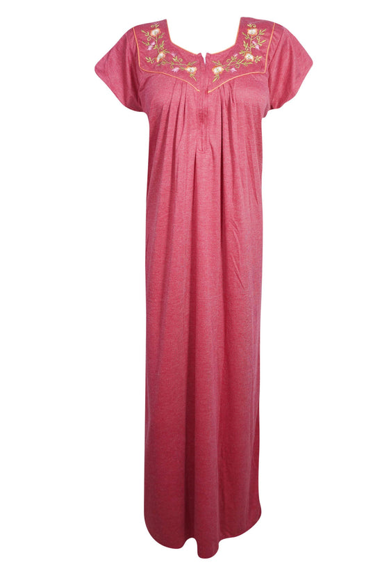 Nightgown Kaftan, Pink Nightdress, Maxi Caftan Casual Nightwear, M