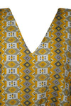 Kaftan Yellow Gray Boho Silk Maxi Caftan Dress, XL
