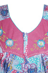 Maxi Caftan Dress Blue Printed Short Sleeves Sleepwear M