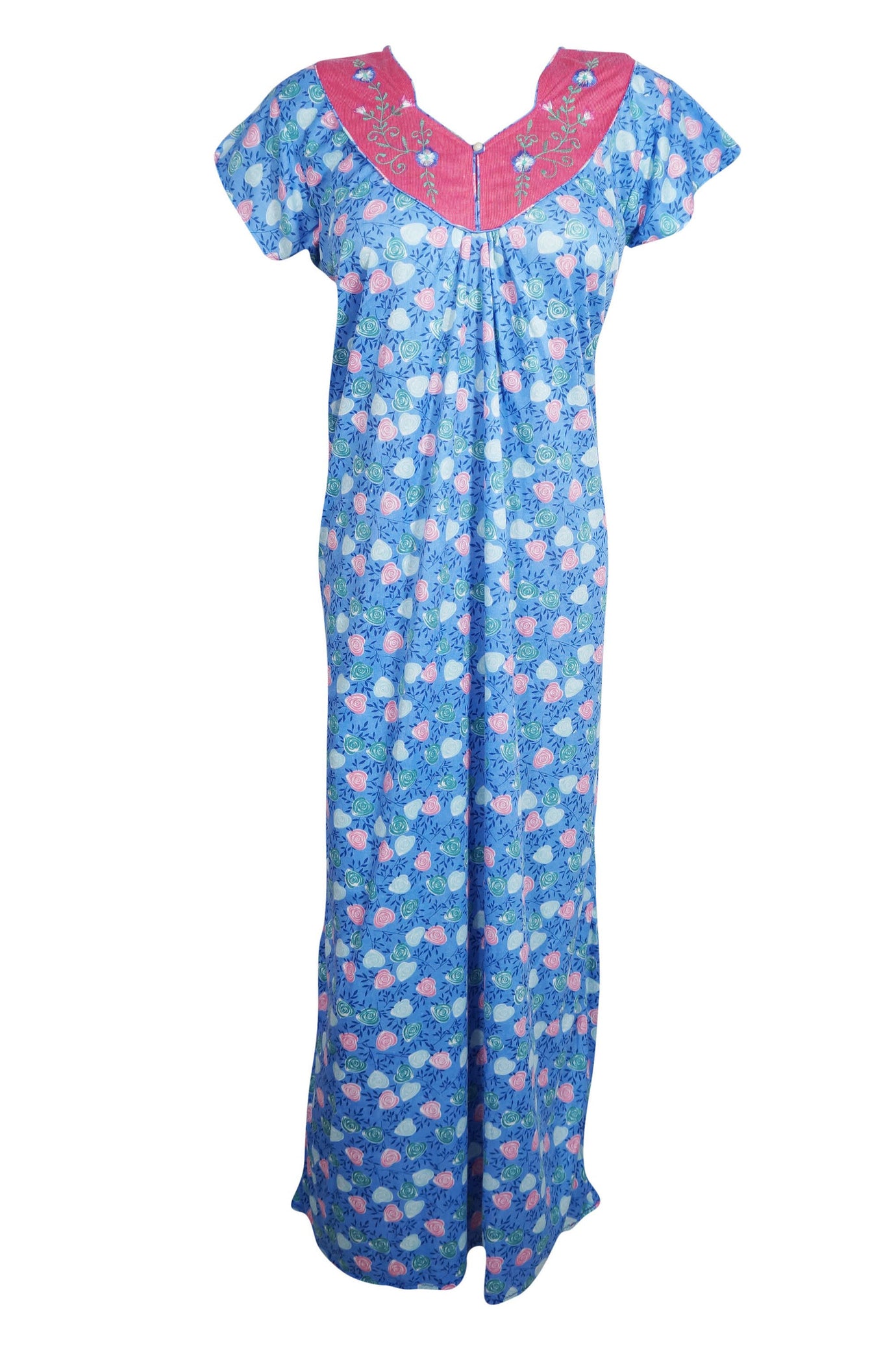 Wear Nighty, Blue Pink Night Dress, Lounger , L