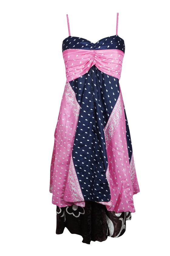 Spaghetti Strap Beach Dress, Pink BLACK color Floral SM