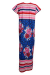 Boho Blue Muumuu Nightgown Dresses, Housedress Lounger Summer Caftan M