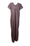Maxi Dress, Pink Blue Kaftan Nightgown, Floral Print size