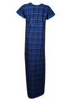 Maxi Dress, Black Plaid Cotton Night Gown, Sleepwear L