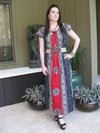 Maxi Dress, Caftan, Yellow Blue Floral Nightgown, Maternity L