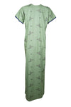 Cotton Maxi Dress, Green Printed Summer Comfy L