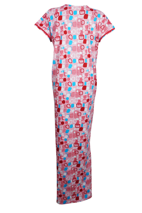 MUUMUU Caftan Dress, Red Pink Printed Lounger Dresses, L