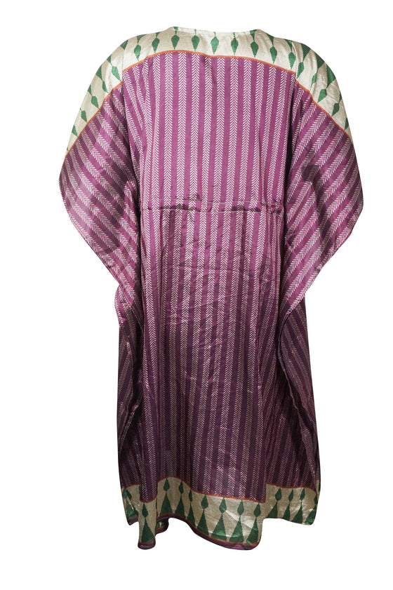 Caftan Dress, Purple Boho Beach Mid Calf Kaftan, Size