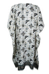 Kaftan Black White Recycle Silk Tunic Kaftan, Luxurious Size