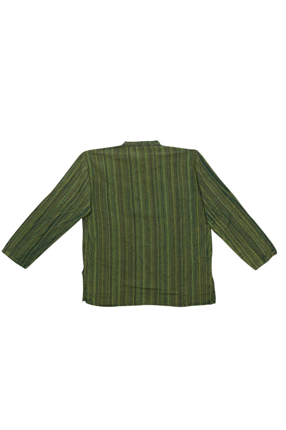 Men's Fashion Short Kurta, Indian Shirt Kurta Green Stripe L