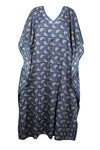 Boho Kaftan, Blue Butter Silk Caftan Maxi Dress, 2XL