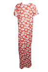 Maxi Dress, Nightgown, Red Blue Floral Printed Bohmian M