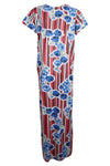 Caftan Maxi Dress, Caftan, Boho Blue White Floral M